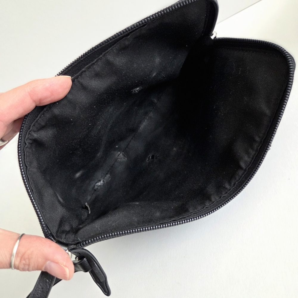 Coach Black Zippered Pouch With Large Teal Story Patch & Wrist Strap W/Snap - Picture 11 of 16